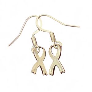 RIBBON Earrings Sterling Silver  Awareness Dangling Charms